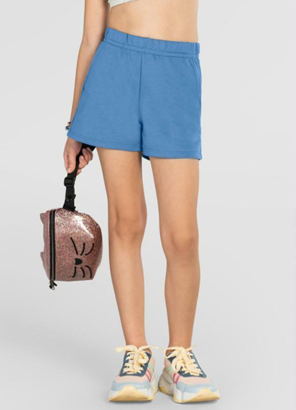 Shorts Infantil Menina em Moletinho Azul