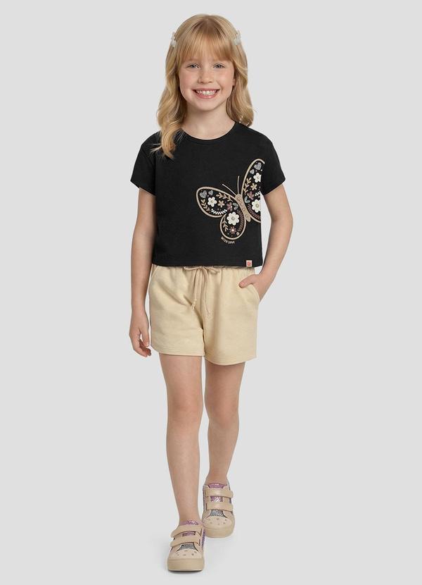 Shorts Menina Moletinho Sarjado Rústico Bege