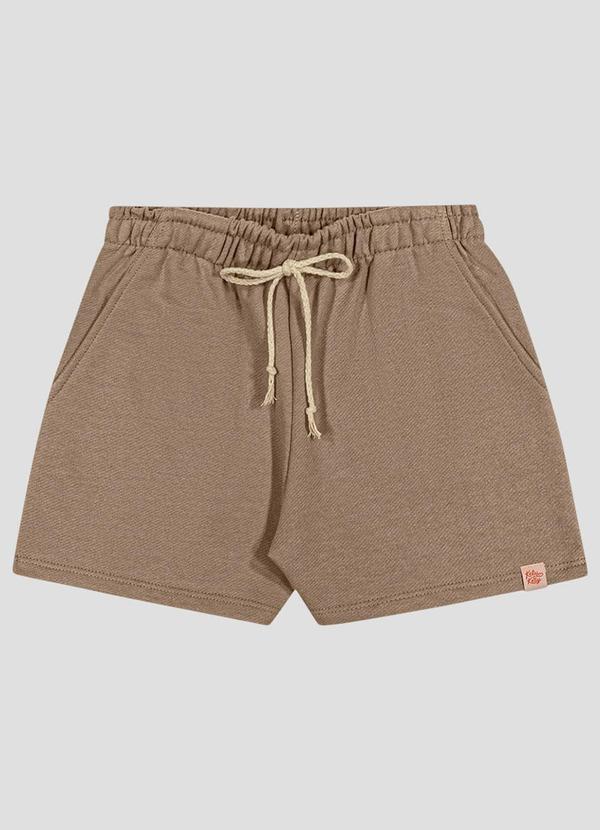 Shorts Menina Moletinho Sarjado Rústico Marrom