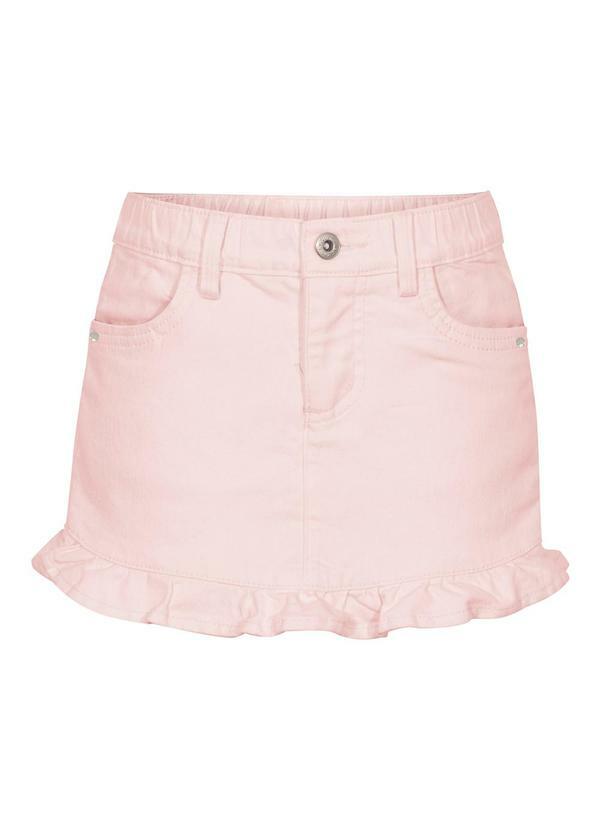 Shorts Saia de Sarja Infantil com Babado Rosa
