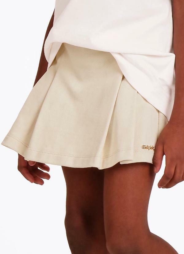 Shorts Saia Feminino em Moletom Sarjado Bege