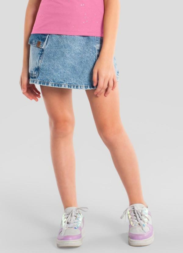 Shorts Saia Jeans Infantil Menina Azul