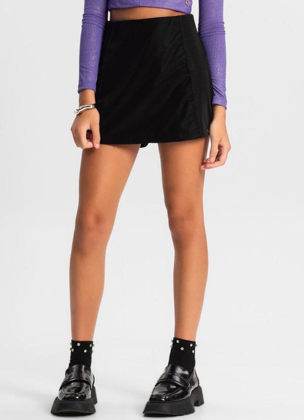 Shorts Saia Juvenil em Material Sintético Preto