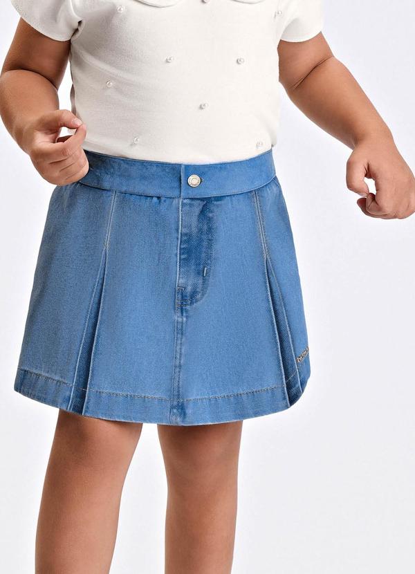 Shorts Saia Verão Menina com Plaquinha Azul