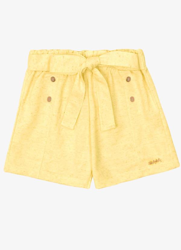 Shorts Verão Menina Curto com Lacinho Amarelo
