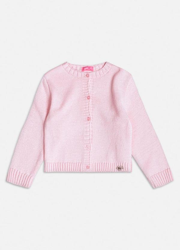 Vista 2 Casaco de Tricot Básico Rosa Rosa Momi Momi