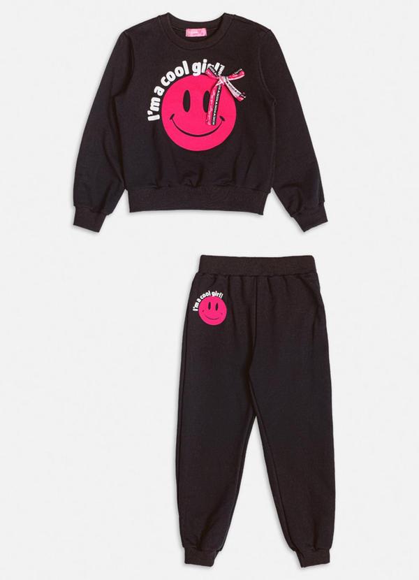 Conjunto de Moletom Smile Momi Mini Preto