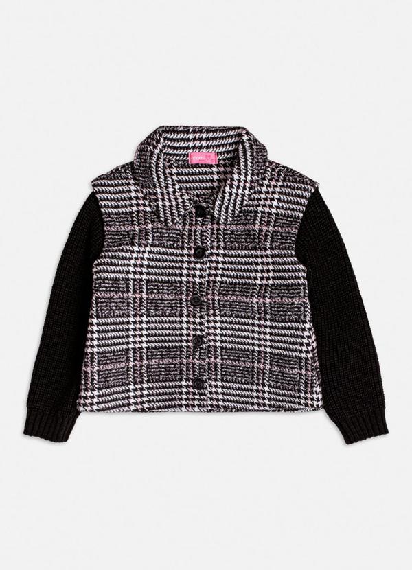 Jaqueta com Mangas de Tricot Preto