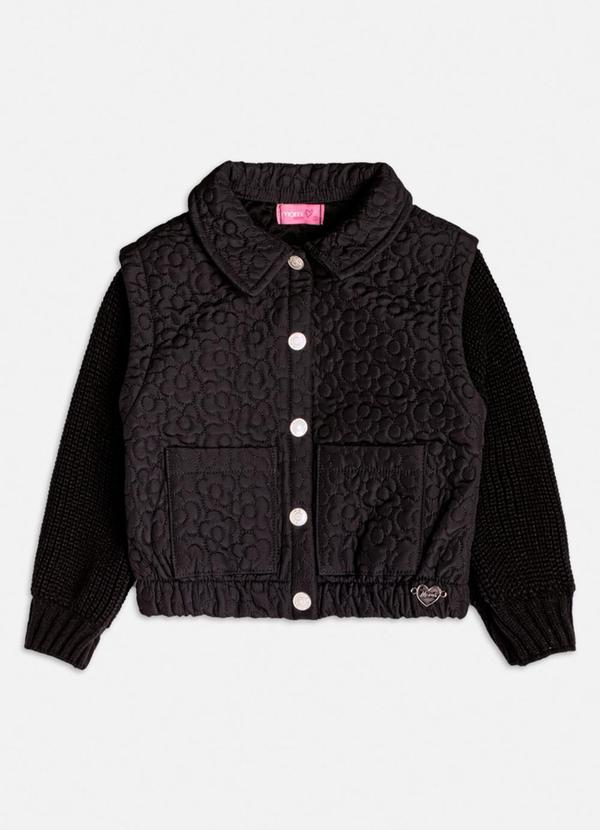 Vista 2 Jaqueta com Mangas de Tricot Preto Momi Momi