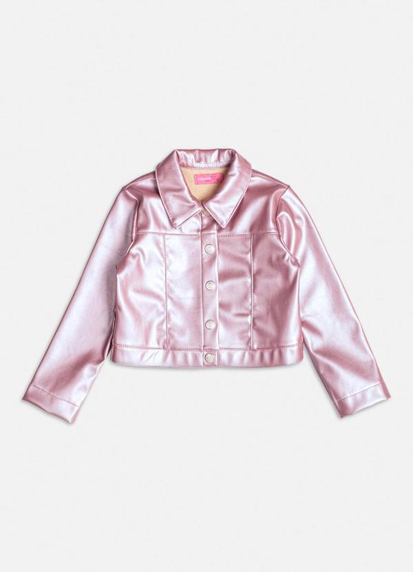 Jaqueta Fake Leather Metalizada Rosa