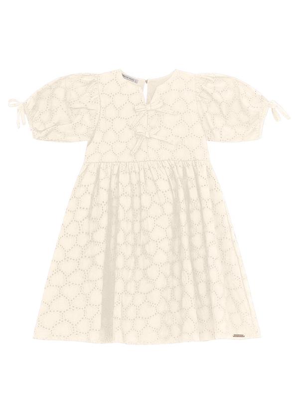 Vestido em Laise Corações e Viscose Khy Bege