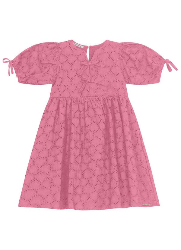 Vestido em Laise Corações e Viscose Khy Rosa