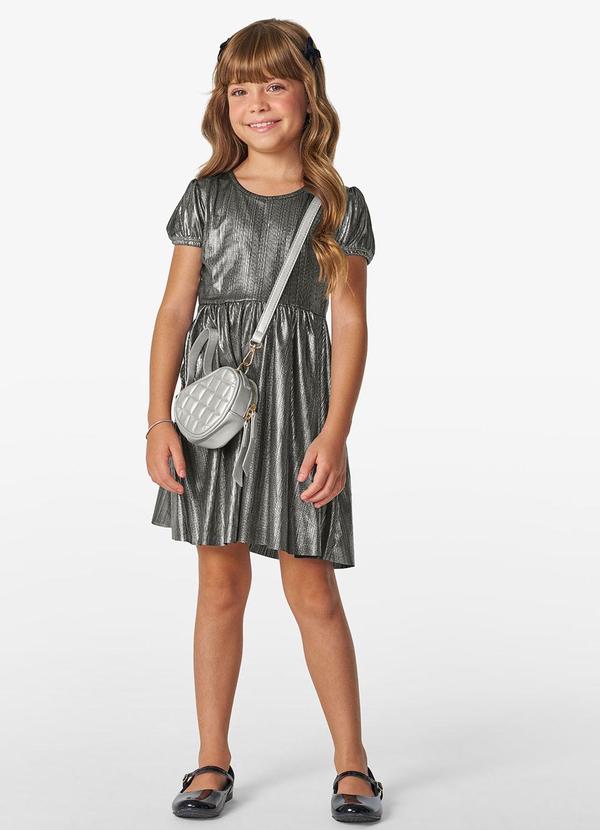 Vista 2 Vestido em Malha Plissada Shiny Cinza Trick Nick Trick Nick