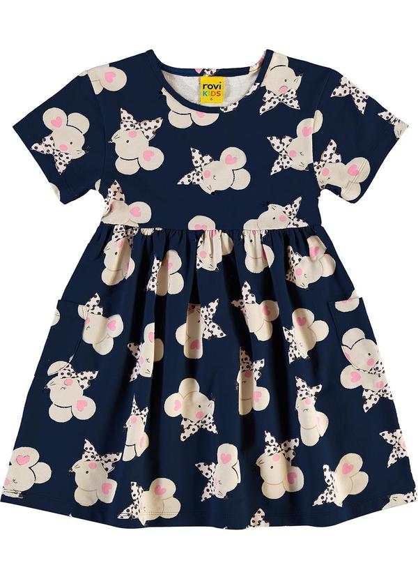 Vista 2 Vestido em Meia Malha Azul Rovi Kids Rovi Kids