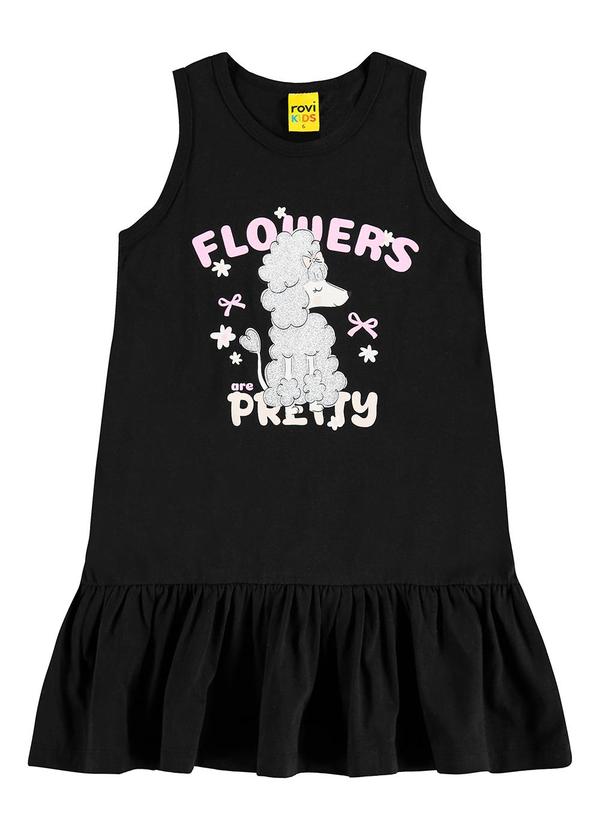 Vista 2 Vestido em Meia Malha Preto Rovi Kids Rovi Kids