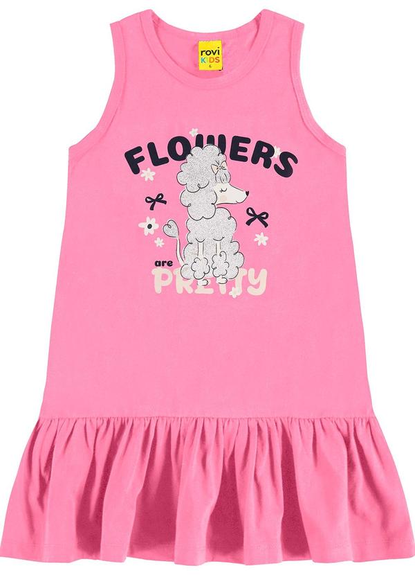 Vista 2 Vestido em Meia Malha Rosa Rovi Kids Rovi Kids