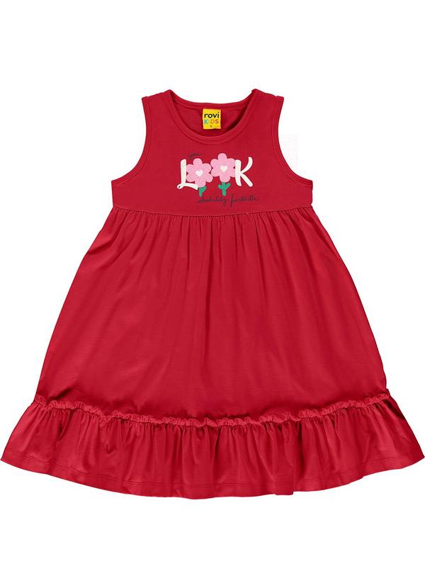 Vista 2 Vestido Feminino Meia Malha Vermelho Rovi Kids Rovi Kids