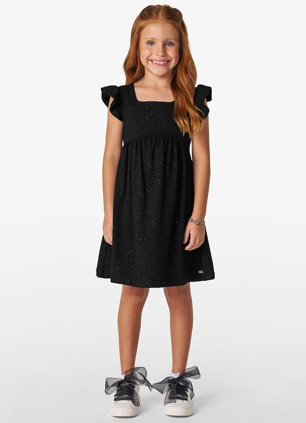 Vista 2 Vestido Infantil em Cotton Glitter Preto Trick Nick Trick Nick