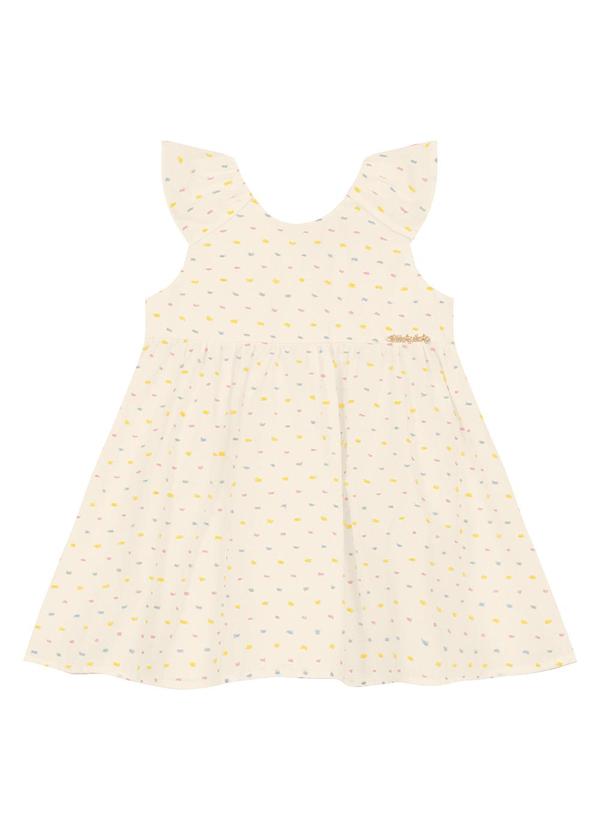 Vestido Infantil em Cotton Plumetis Bege