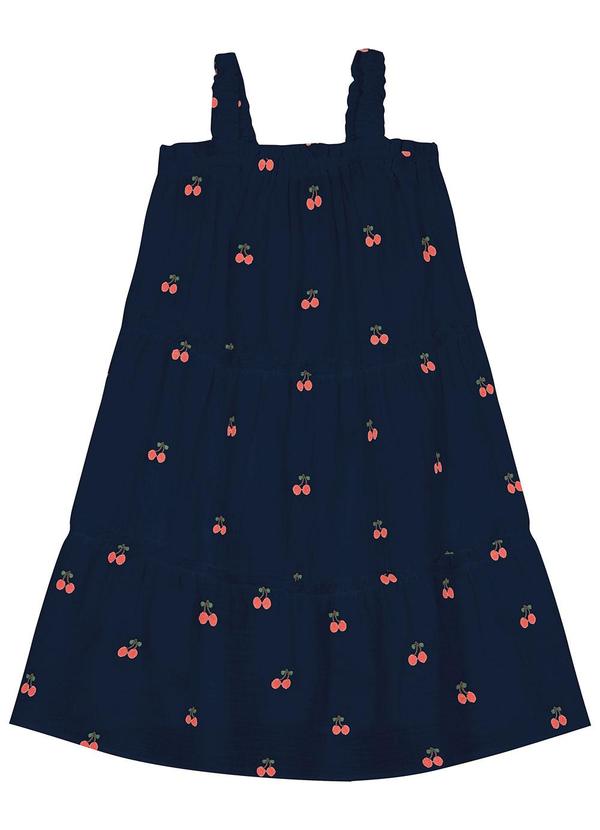 Vista 2 Vestido Infantil em Gaze Bordada Azul Trick Nick Trick Nick
