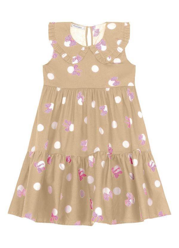 Vista 2 Vestido Infantil em Popeline Bege Trick Nick Trick Nick