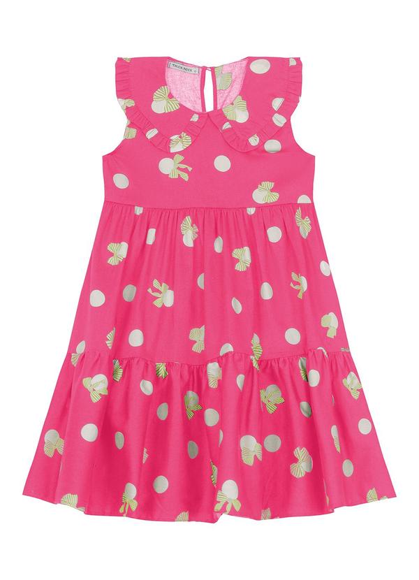 Vista 2 Vestido Infantil em Popeline Rosa Trick Nick Trick Nick