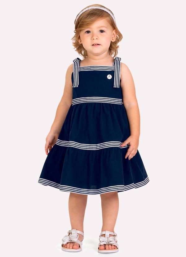 Vestido Infantil Menina com Aviametos Azul