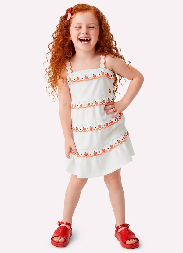 Vestido Infantil Menina com Babados Branco