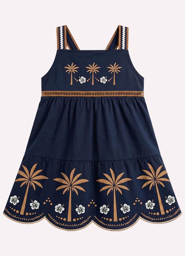 Vestido Infantil Menina com Corte a Laser Azul