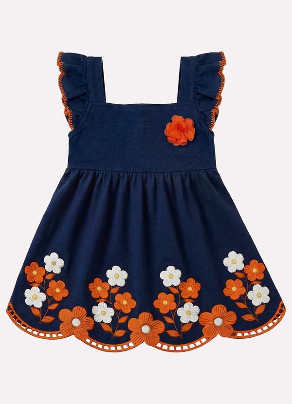 Vestido Infantil Menina com Corte a Laser Azul