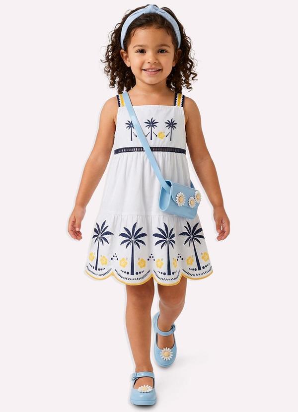Vestido Infantil Menina com Corte a Laser Branco