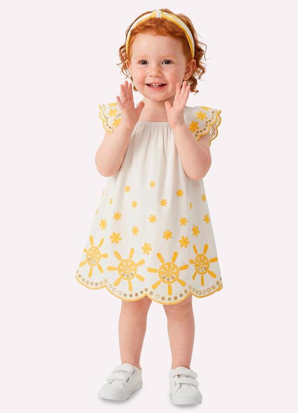 Vestido Infantil Menina com Corte a Laser Branco