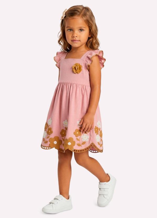 Vestido Infantil Menina com Corte a Laser Rosa