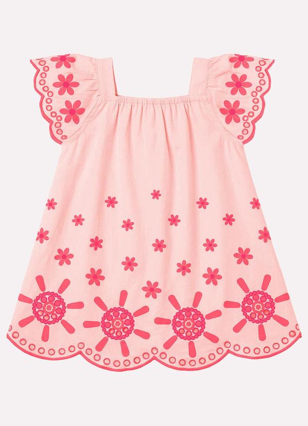 Vestido Infantil Menina com Corte a Laser Rosa