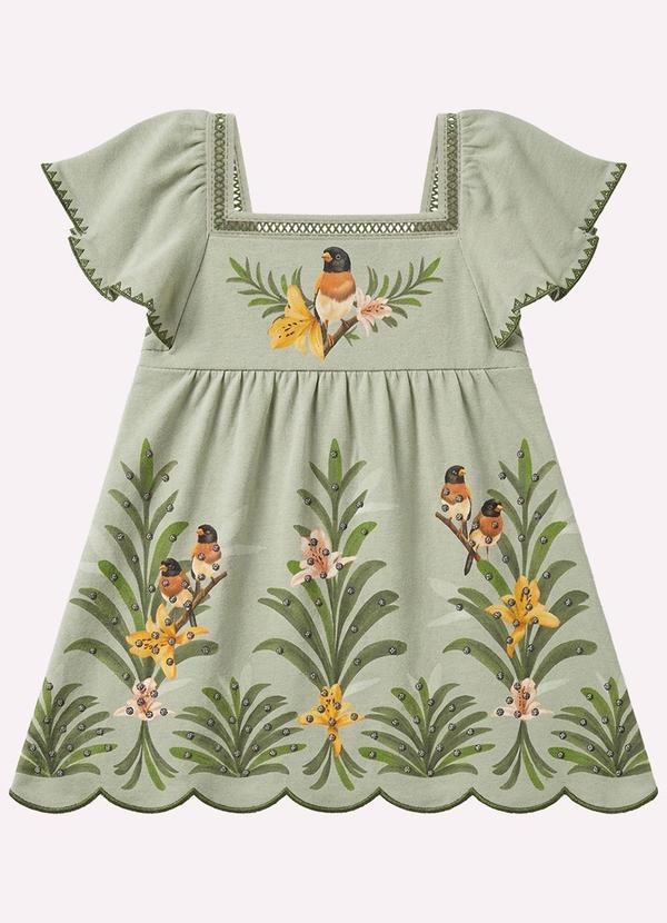 Vestido Infantil Menina com Strass Verde