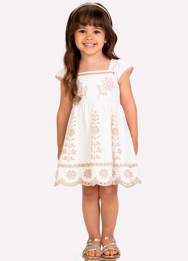 Vestido Infantil Menina Flores Branco