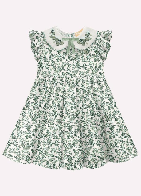 Vestido Infantil Menina Folhas Verde