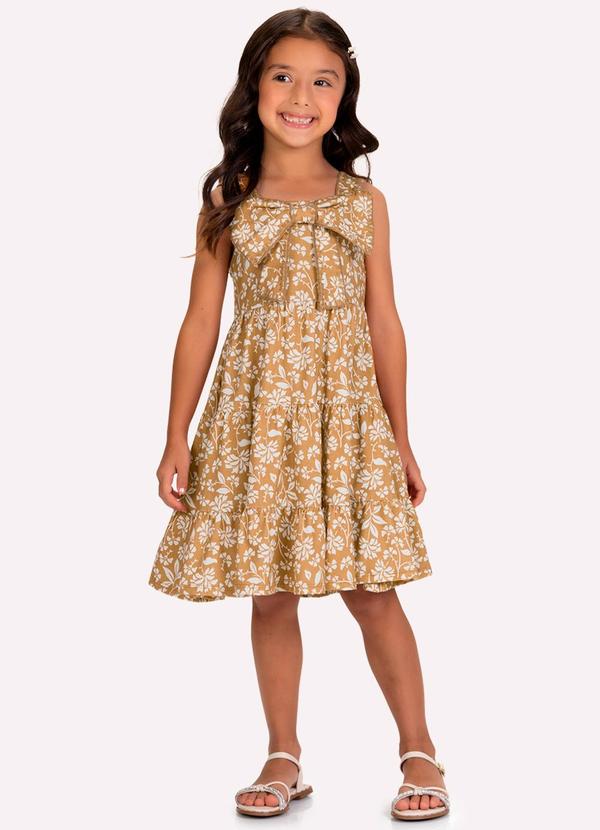 Vestido Infantil Menina Laço Marrom