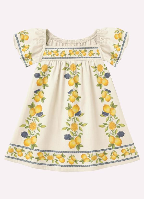 Vestido Infantil Menina Limões Branco