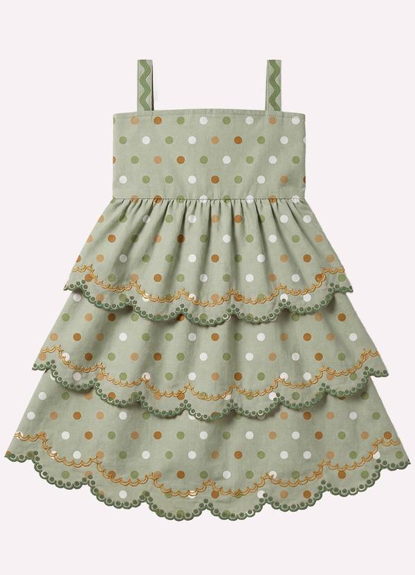 Vestido Infantil Menina Póas Verde