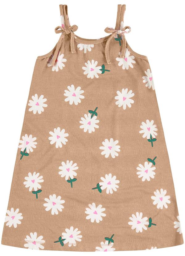 Vista 2 Vestido Infantil Visco Maquinetada Marrom Rovi Kids Rovi Kids