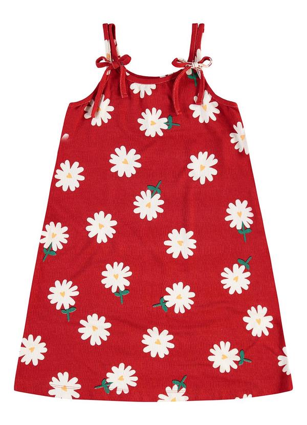 Vista 2 Vestido Infantil Visco Maquinetada Vermelho Rovi Kids Rovi Kids