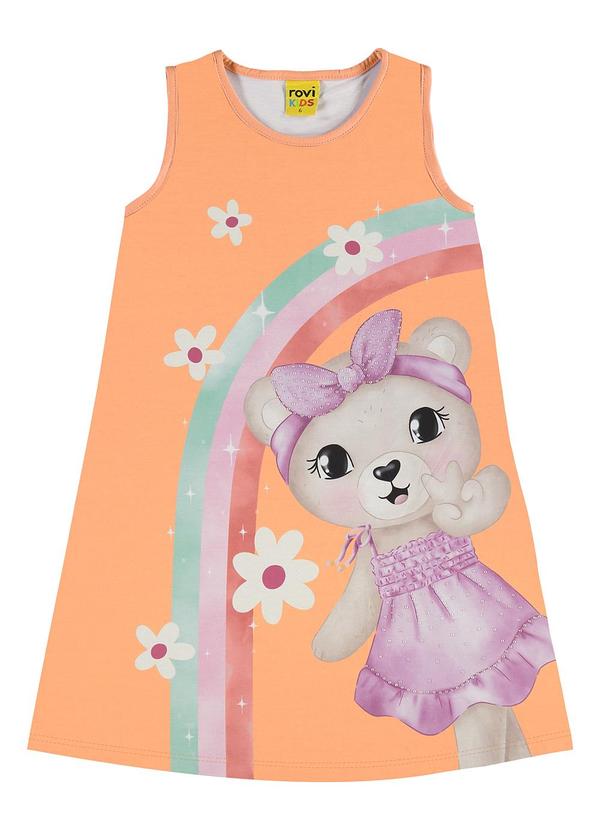 Vista 2 Vestido Poly Touch Meia Malha Laranja Rovi Kids Rovi Kids