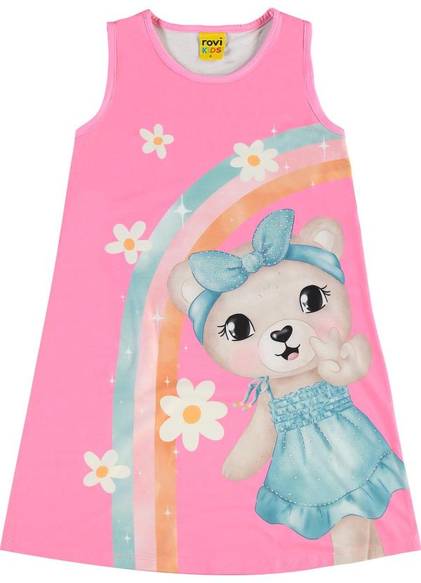 Vista 2 Vestido Poly Touch Meia Malha Rosa Rovi Kids Rovi Kids
