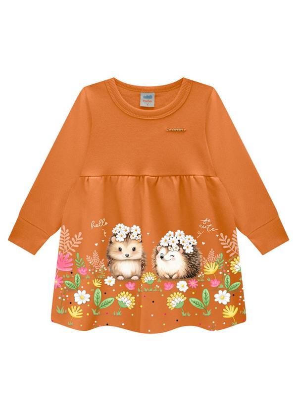 Vestido Bebê em Moletom Felpado Laranja