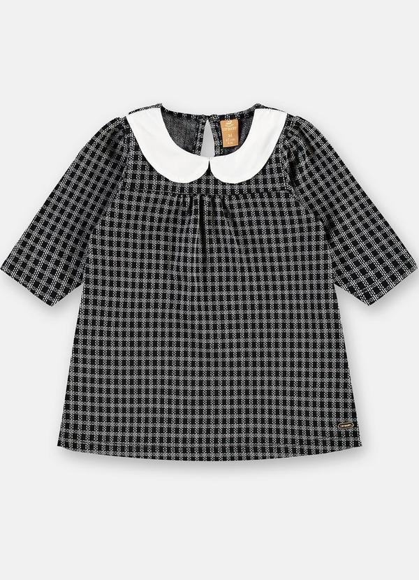Vestido Bebê Jacquard Gola Boneca Preto