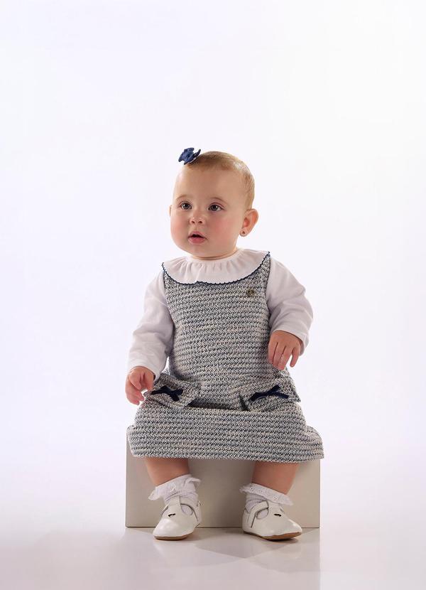 Vestido Bebê Malha Tweed Azul