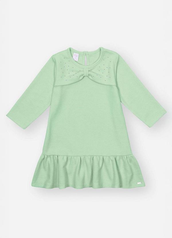 Vestido Bebê Menina com Strass Verde