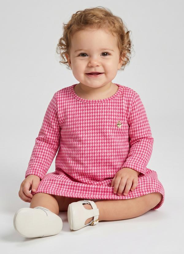 Vestido Bebê Pied Poule Laranja