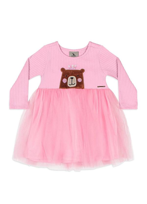Vestido Bebê Ribana Tule Forro Rosa